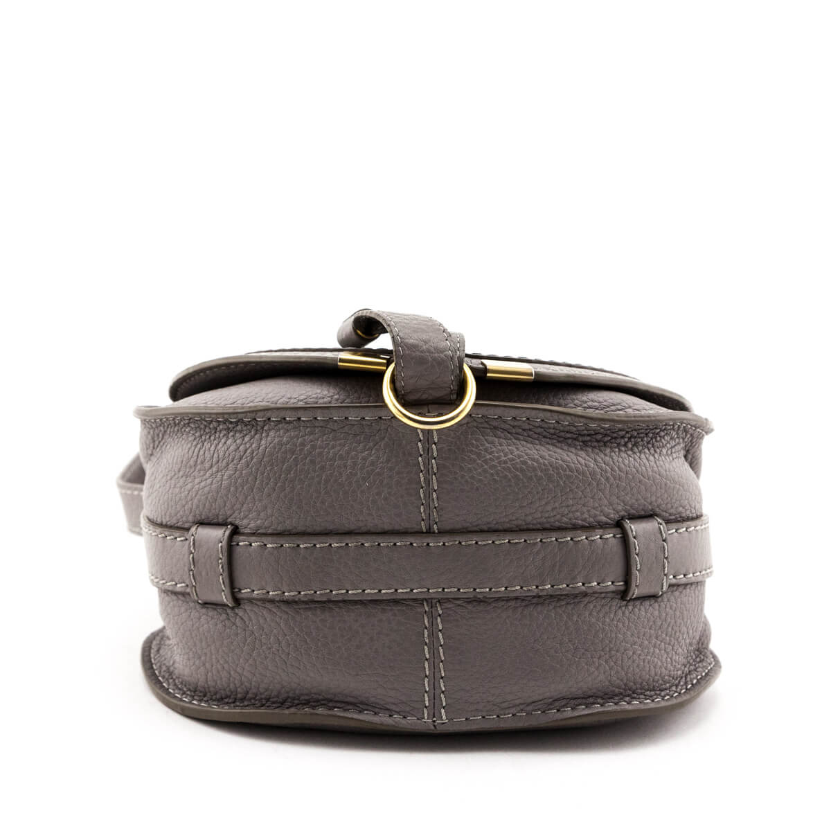 Chloe Cashmere Gray Calfskin Mini Marcie Round Saddle Crossbody - Love that Bag etc - Preowned Authentic Designer Handbags & Preloved Fashions