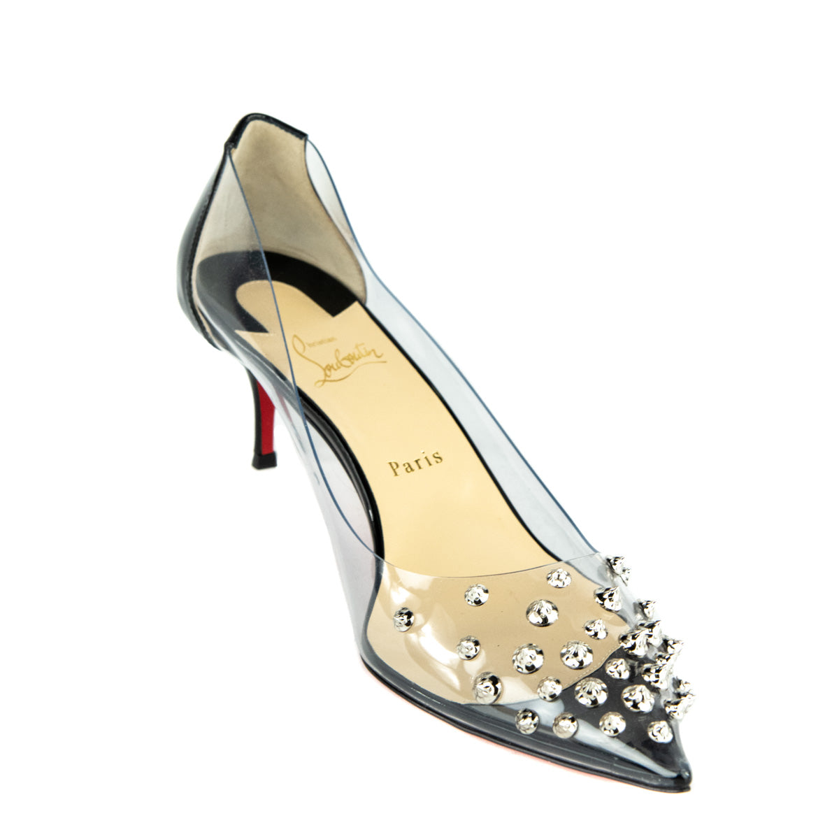 Christian Louboutin Black Collaclou Studded PVC Pumps Size 12 | EU 42 - Love that Bag etc - Preowned Authentic Designer Handbags & Preloved Fashions
