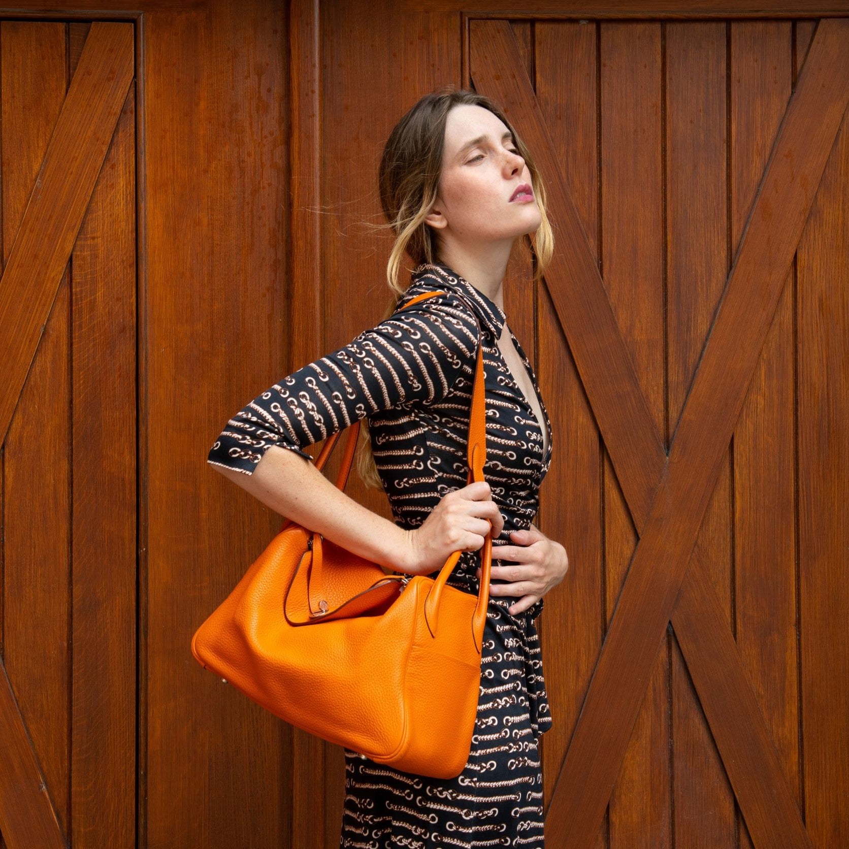 Hermes H Orange Clemence Lindy 30 - Love that Bag etc - Preowned Authentic Designer Handbags & Preloved Fashions