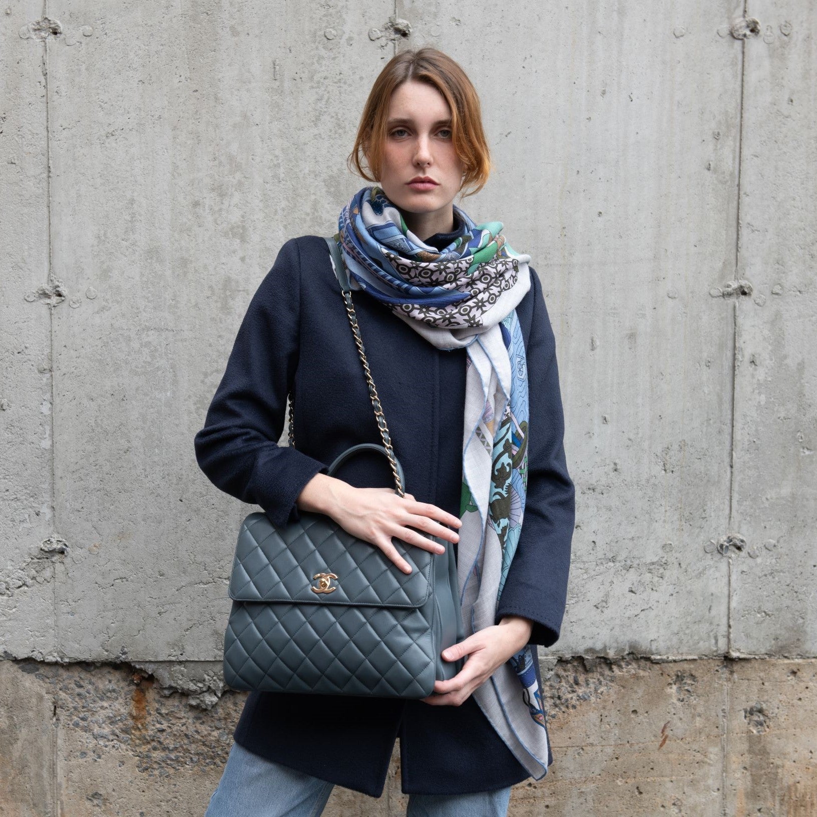 Chanel Blue Quilted Lambskin Large Trendy CC Top Handle GHW - Love that Bag etc - Preowned Authentic Designer Handbags & Preloved Fashions