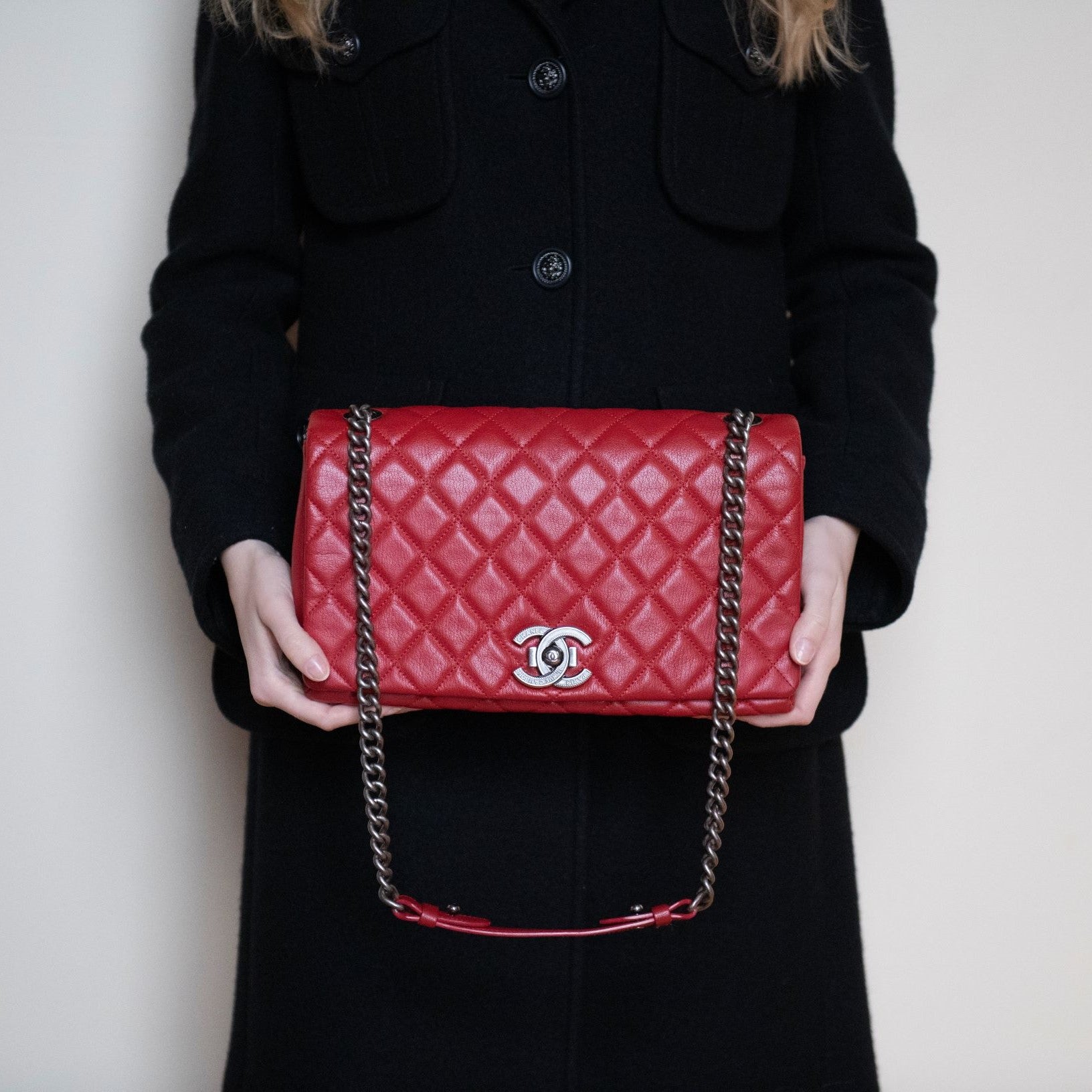 Chanel Red Quilted Goatskin Large City Rock Flap Bag - Love that Bag etc - Preowned Authentic Designer Handbags & Preloved Fashions