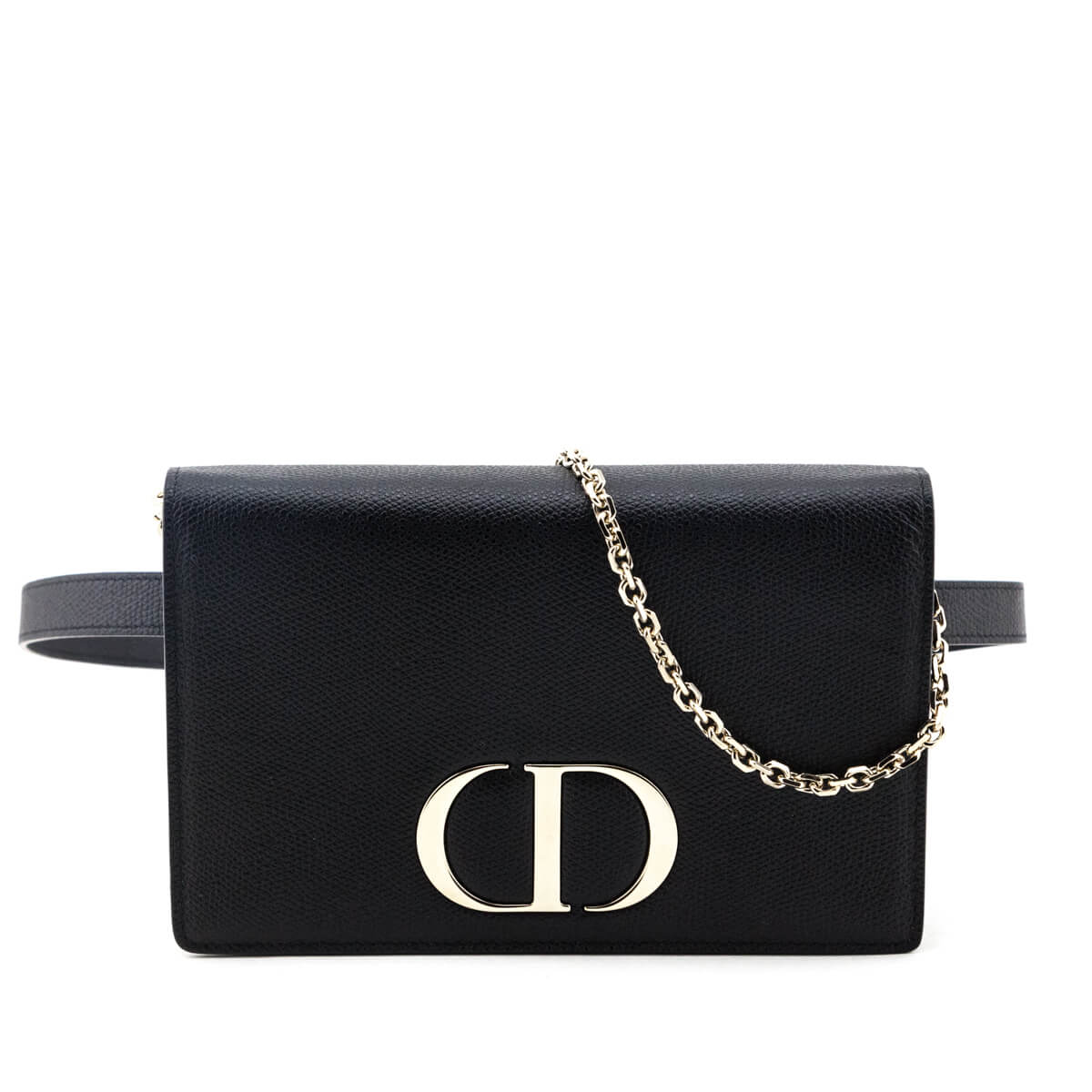 Dior Black Grained Calfskin 2-in-1 30 Montaigne Pouch - Love that Bag etc - Preowned Authentic Designer Handbags & Preloved Fashions