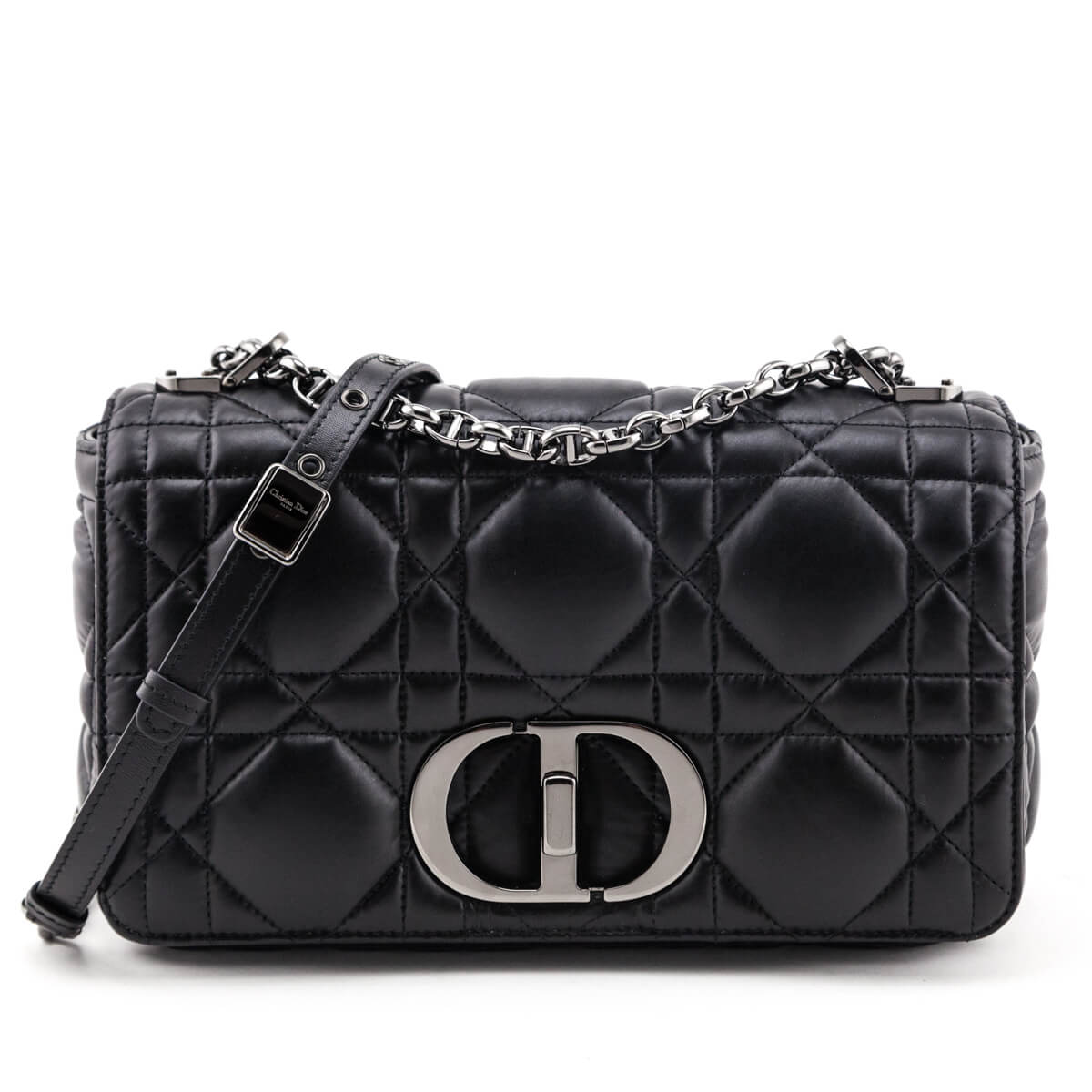Dior Black Lambskin Quilted Macrocannage Medium Caro Bag - Love that Bag etc - Preowned Authentic Designer Handbags & Preloved Fashions