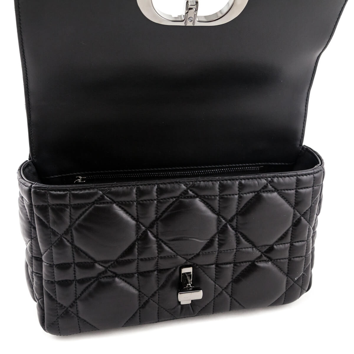 Dior Black Lambskin Quilted Macrocannage Medium Caro Bag - Love that Bag etc - Preowned Authentic Designer Handbags & Preloved Fashions