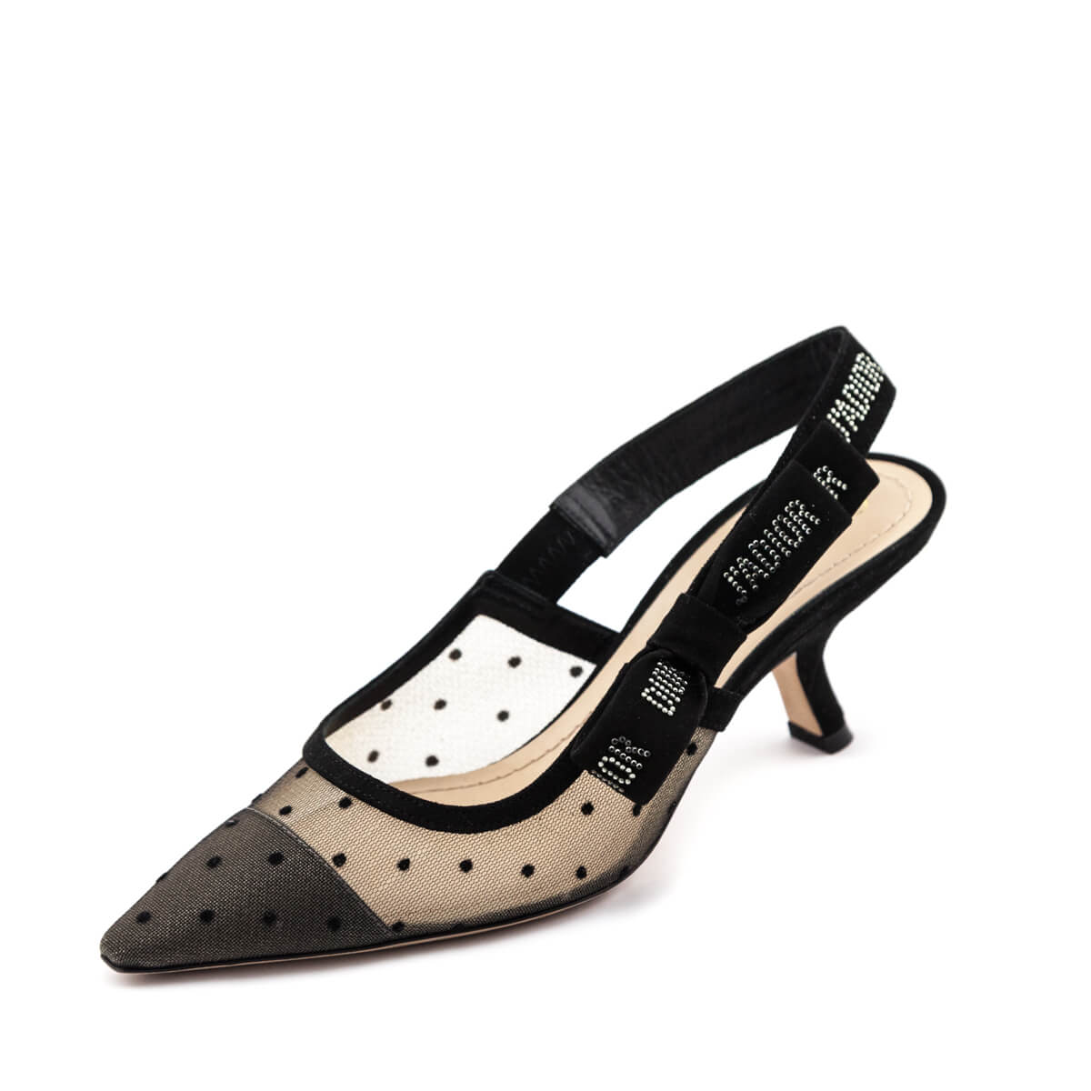 Dior Nude & Black Mesh & Strass J'Adior Slingback Pumps Size US 6 | EU 36 - Love that Bag etc - Preowned Authentic Designer Handbags & Preloved Fashions