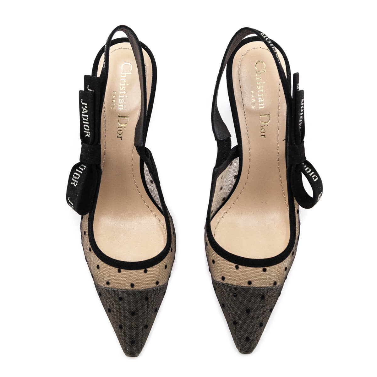 Dior Nude & Black Mesh & Strass J'Adior Slingback Pumps Size US 6 | EU 36 - Love that Bag etc - Preowned Authentic Designer Handbags & Preloved Fashions