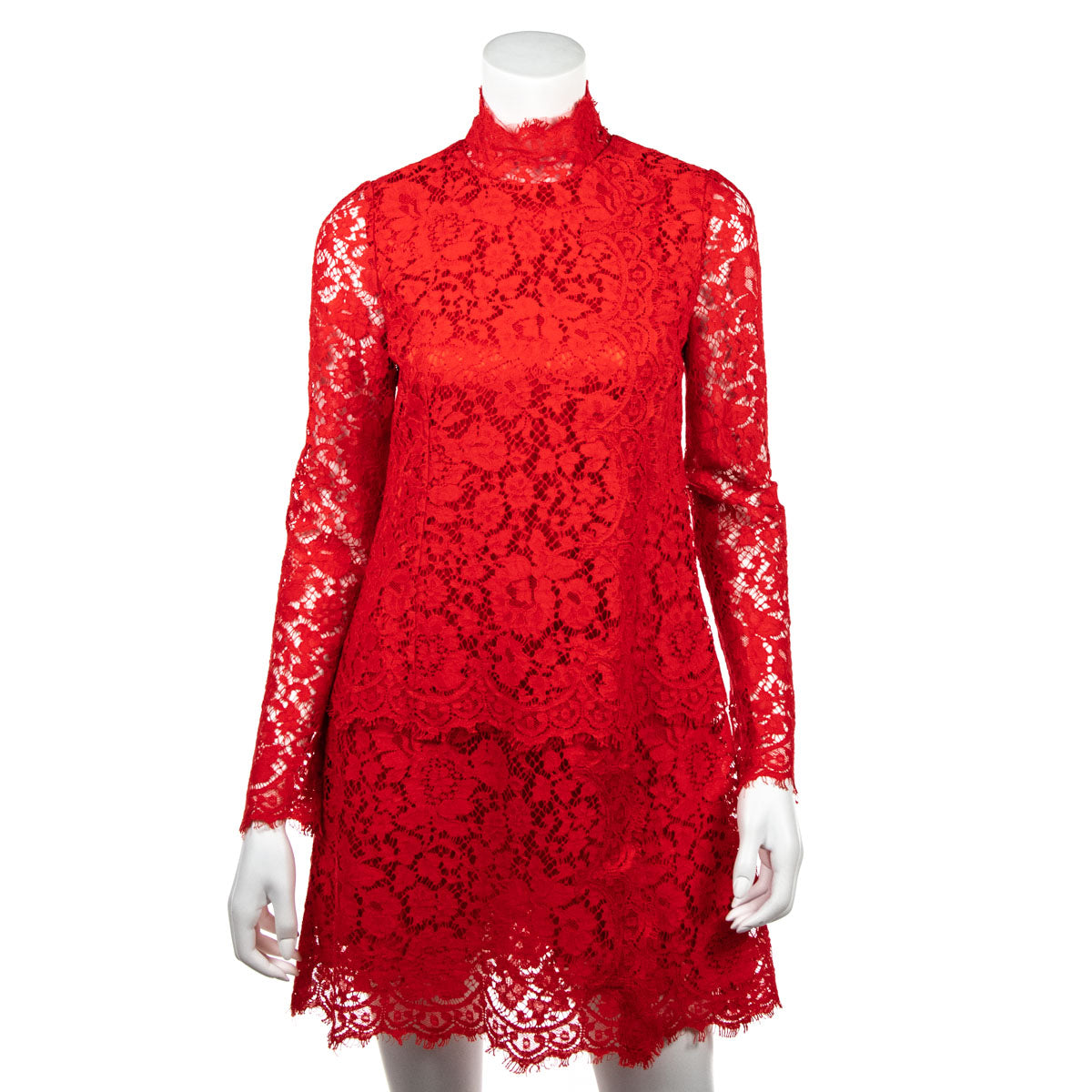 Dolce & Gabbana Red Lace Long Sleeve Mini Dress - Dolce & Gabbana CA Dolce & Gabbana Red Lace Long Sleeve Mini Dress - Dolce & Gabbana CA