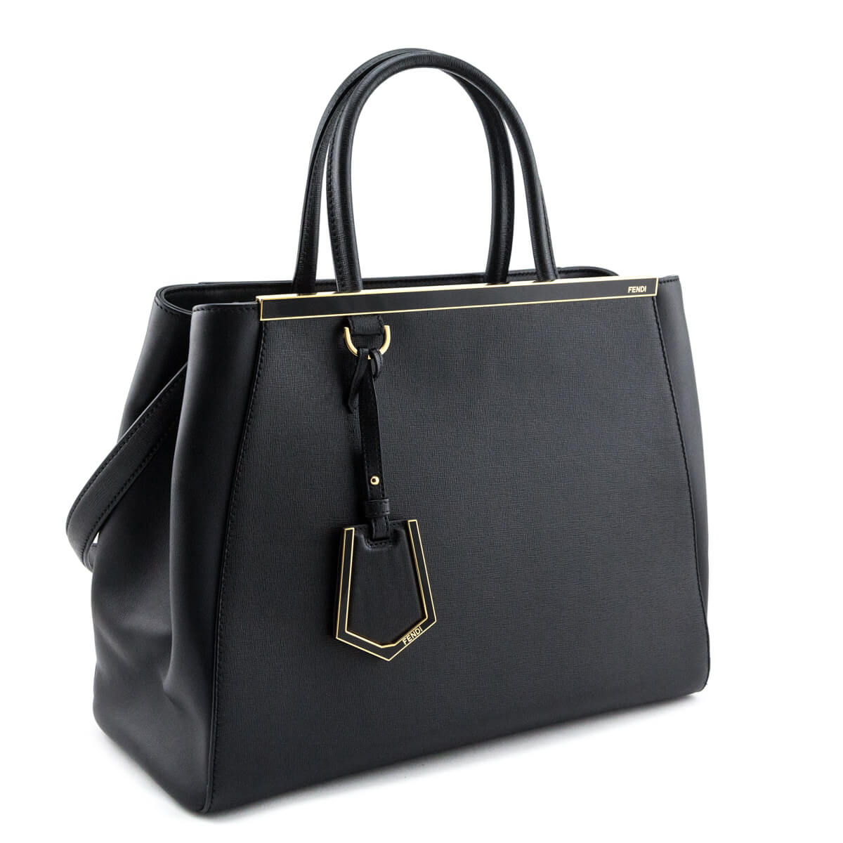 Fendi Black Vitello Elite Regular 2Jours Tote - Love that Bag etc - Preowned Authentic Designer Handbags & Preloved Fashions