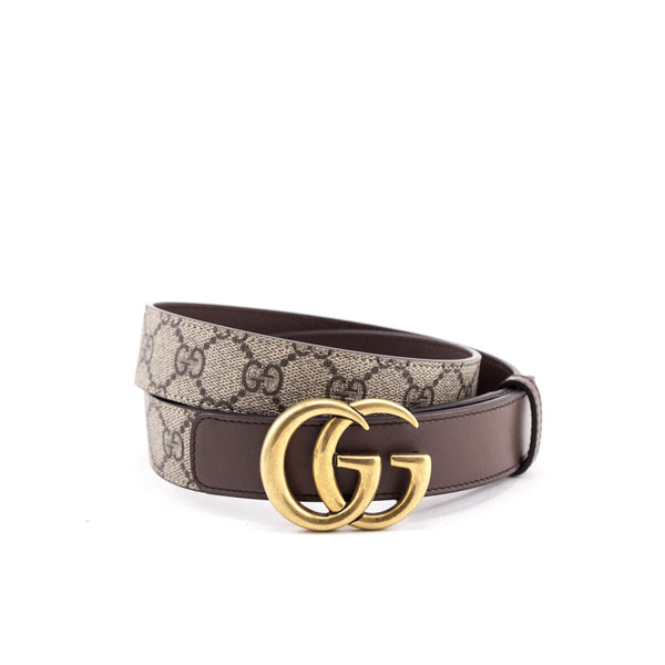 Gucci GG Marmont Wide 68MM Belt GG Supreme Beige/Ebony/Gold-tone