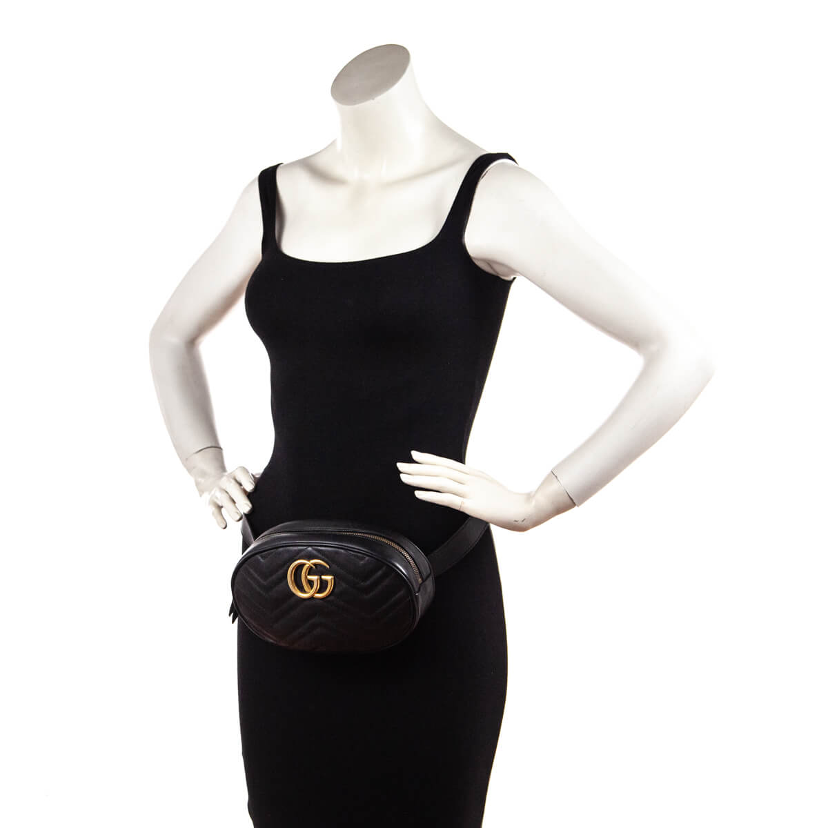 Gucci Black Calfskin Matelasse GG Marmont Belt Bag - Love that Bag etc - Preowned Authentic Designer Handbags & Preloved Fashions