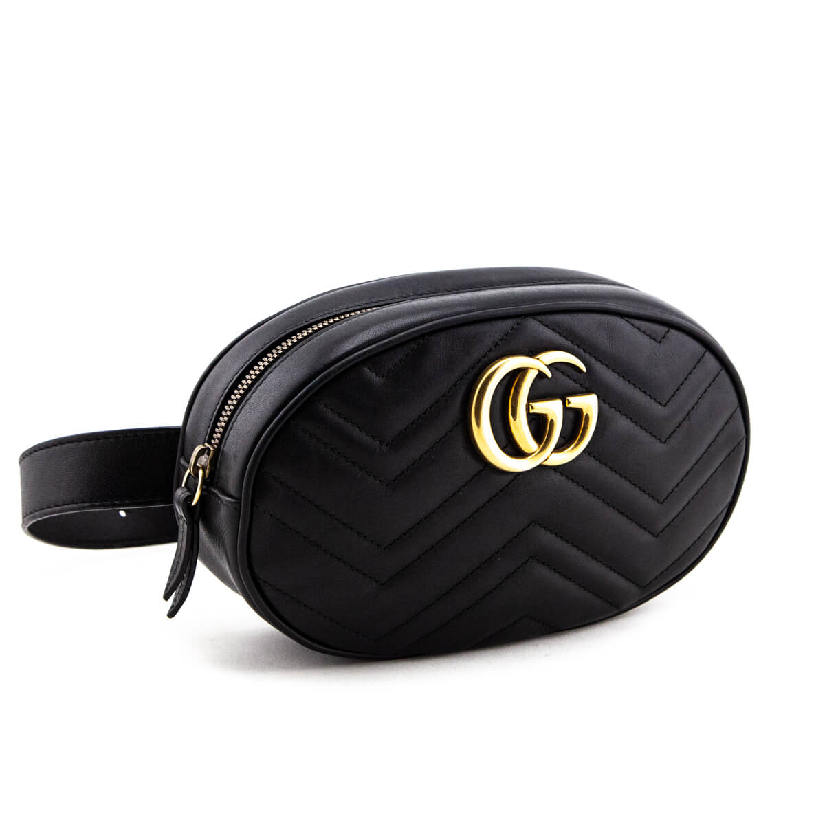 Gucci Black Calfskin Matelasse GG Marmont Belt Bag - Love that Bag etc - Preowned Authentic Designer Handbags & Preloved Fashions