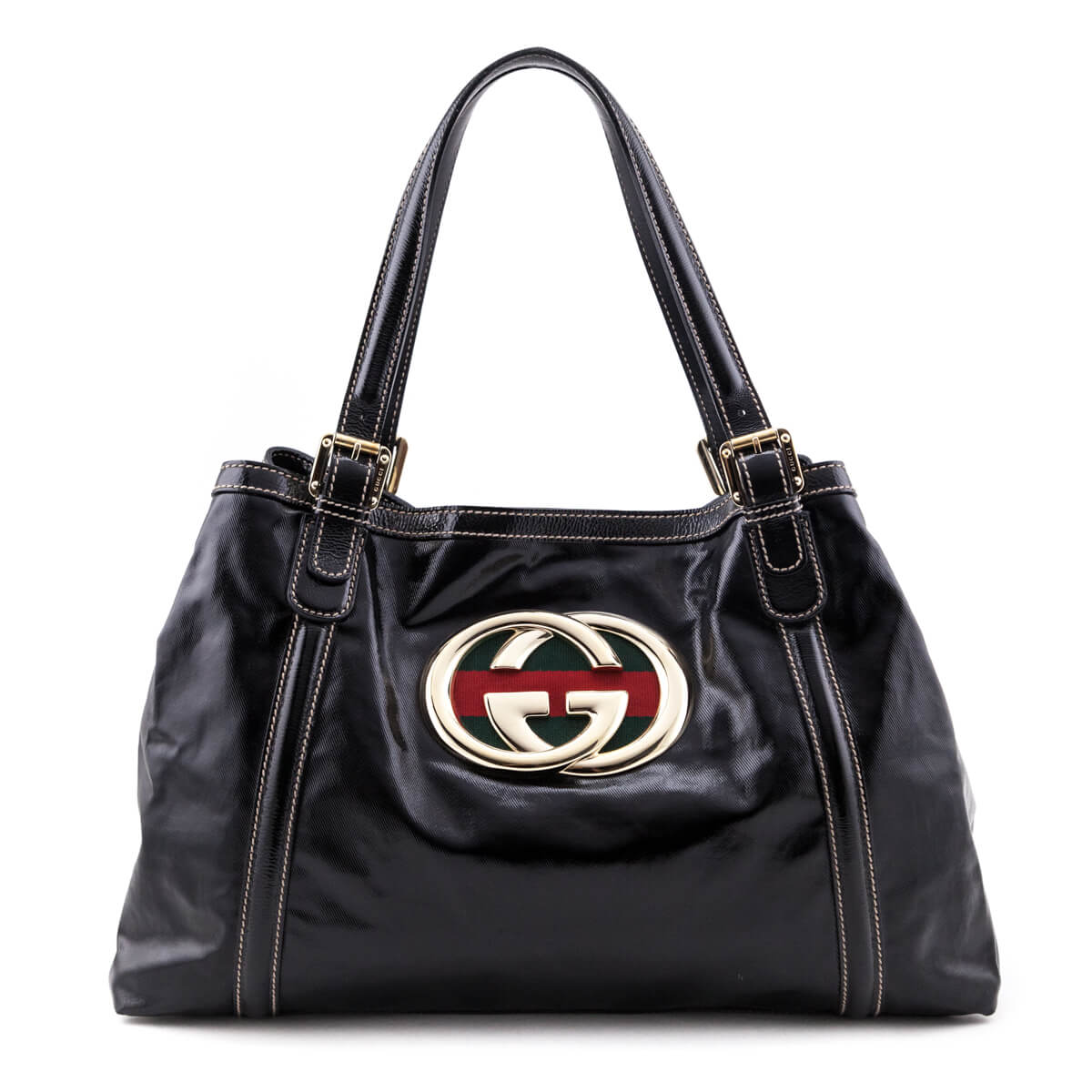 Gucci Black Dialux Coated Fabric Britt Tote - Love that Bag etc - Preowned Authentic Designer Handbags & Preloved Fashions