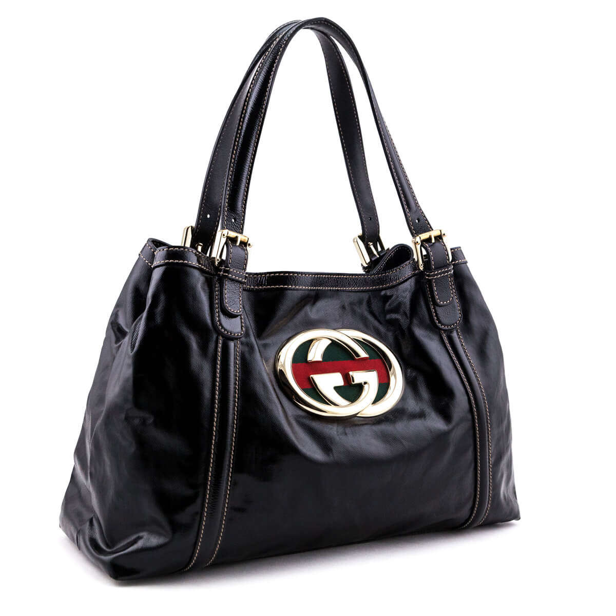 Gucci Black Dialux Coated Fabric Britt Tote - Love that Bag etc - Preowned Authentic Designer Handbags & Preloved Fashions