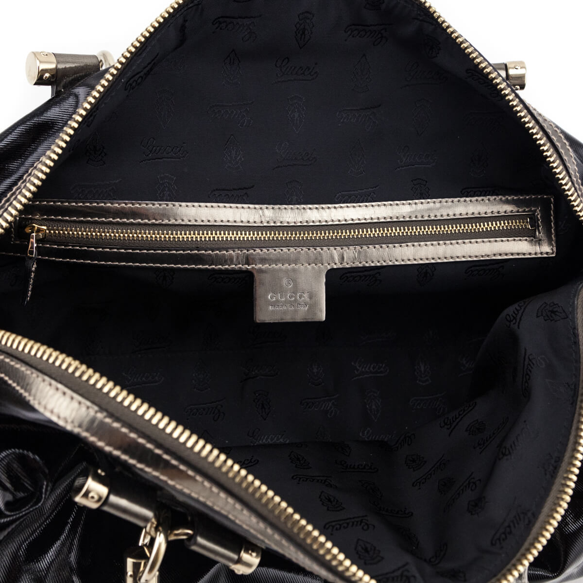 Gucci Black Patent Coated Fabric Dialux Pop Bamboo Bowler Bag - Love that Bag etc - Preowned Authentic Designer Handbags & Preloved Fashions