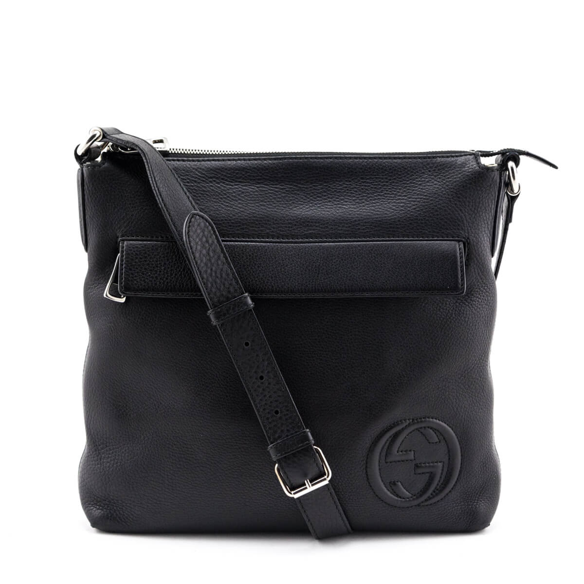 Gucci Black Pebbled Calfskin Medium Soho Messenger Bag - Love that Bag etc - Preowned Authentic Designer Handbags & Preloved Fashions