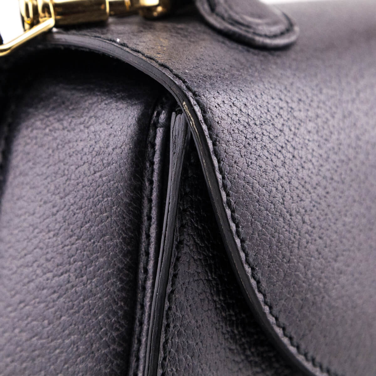 Gucci Gray Grained Calfskin Bamboo Top Handle Bag - Love that Bag etc - Preowned Authentic Designer Handbags & Preloved Fashions