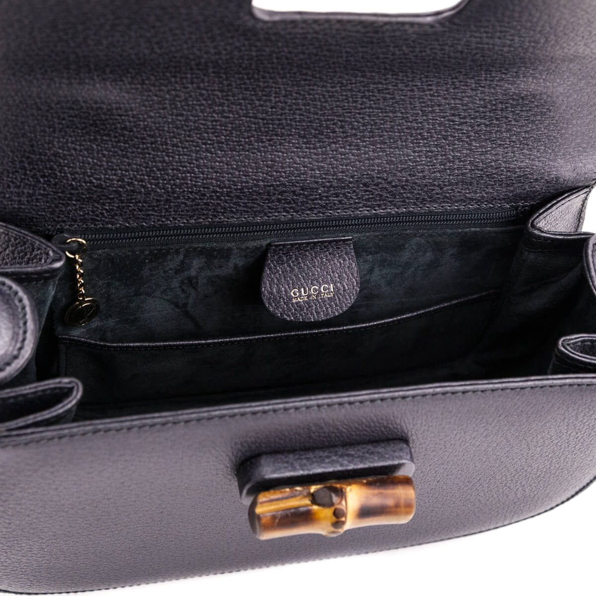 Gucci Gray Grained Calfskin Bamboo Top Handle Bag - Love that Bag etc - Preowned Authentic Designer Handbags & Preloved Fashions