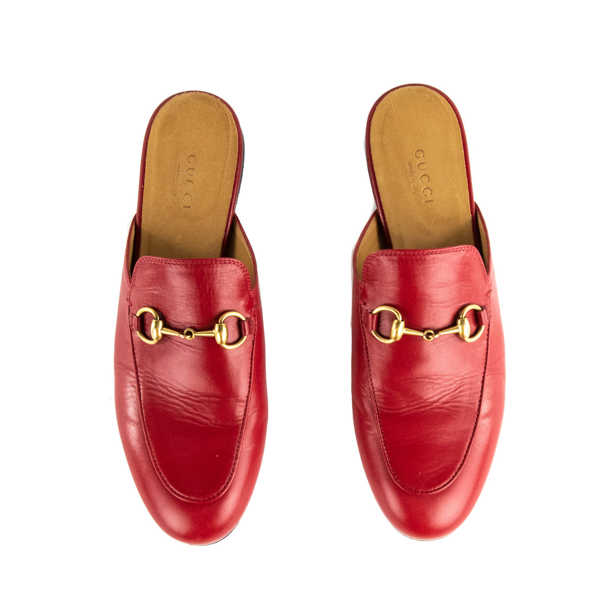 Gucci Red Calfskin Princetown Horsebit Mules Size US 6.5 | EU 36.5 - Love that Bag etc - Preowned Authentic Designer Handbags & Preloved Fashions