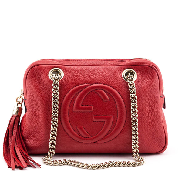 Gucci - Soho Red Grained Leather Small Round Bag