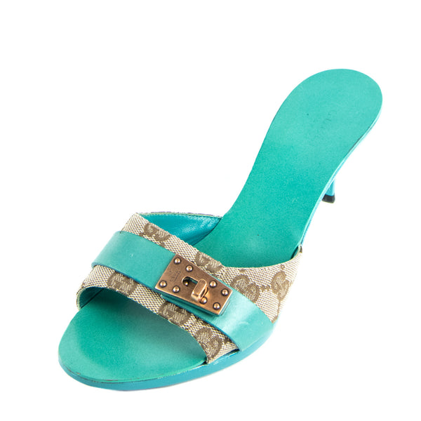 Turquoise gucci slides Clearance