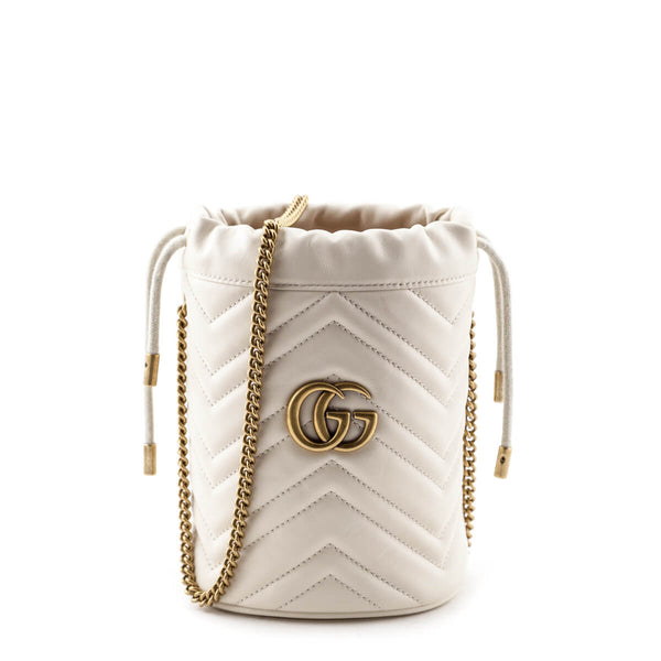 Gucci Bucket Marmont Gg 2.0 Mini Black Leather Shoulder Bag - MyDesignerly