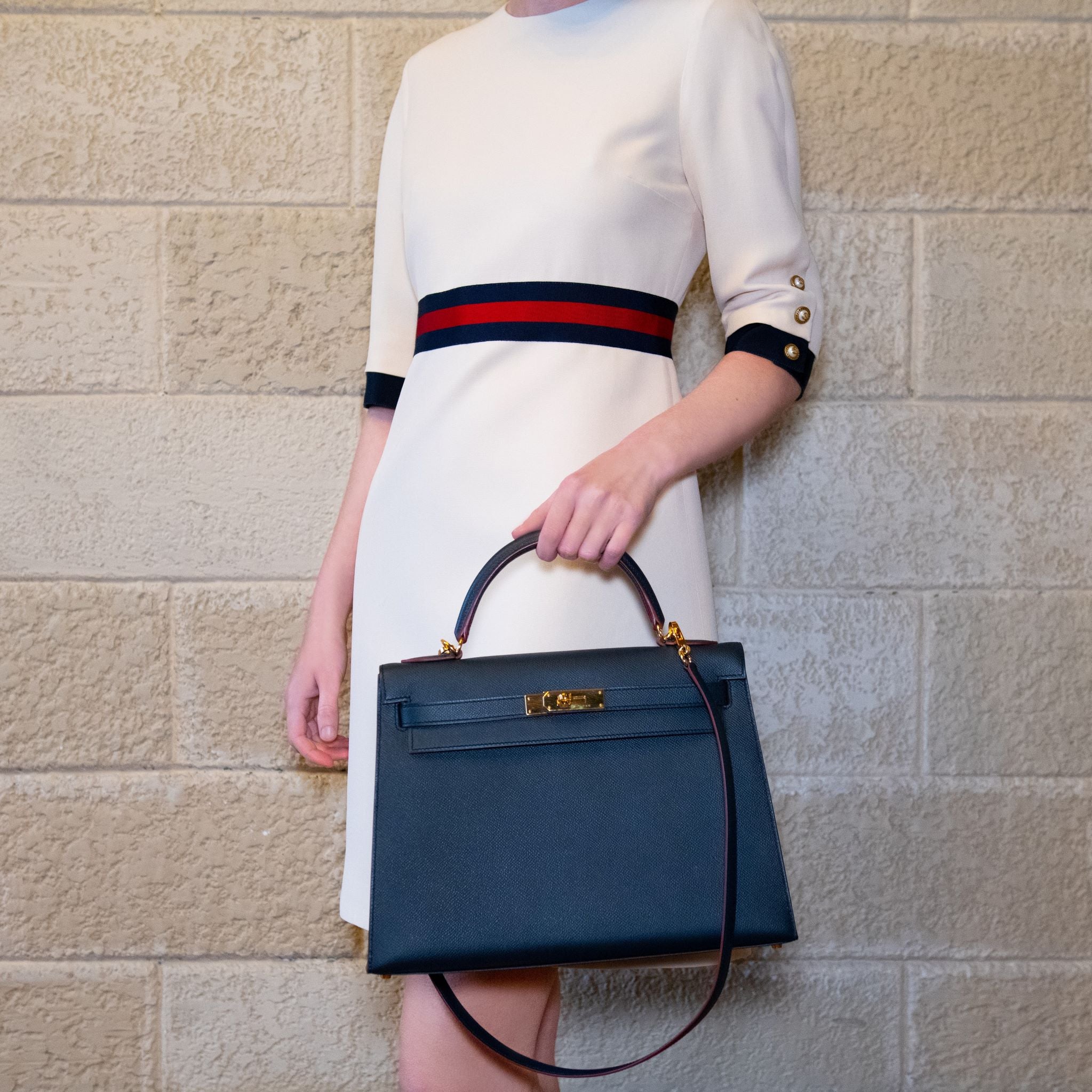 Hermes Bleu Indigo Epsom Kelly Sellier II 32 - Love that Bag etc - Preowned Authentic Designer Handbags & Preloved Fashions