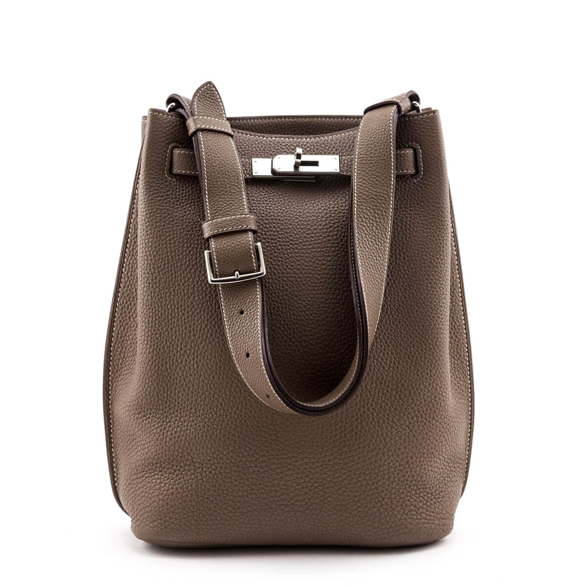 Hermes Etoupe Clemence So Kelly 22 - Love that Bag etc - Preowned Authentic Designer Handbags & Preloved Fashions