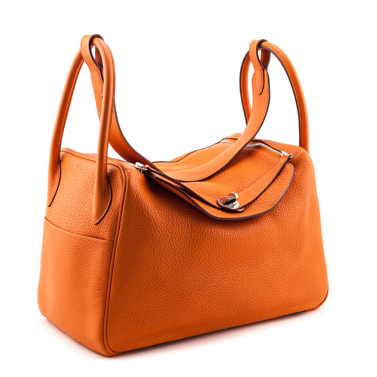 Hermes H Orange Clemence Lindy 30 - Love that Bag etc - Preowned Authentic Designer Handbags & Preloved Fashions