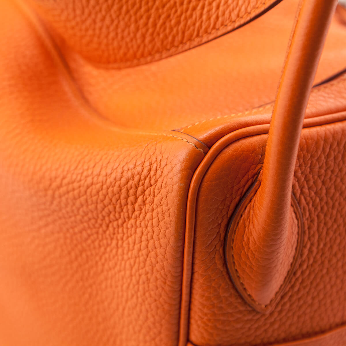 Hermes H Orange Clemence Lindy 30 - Love that Bag etc - Preowned Authentic Designer Handbags & Preloved Fashions
