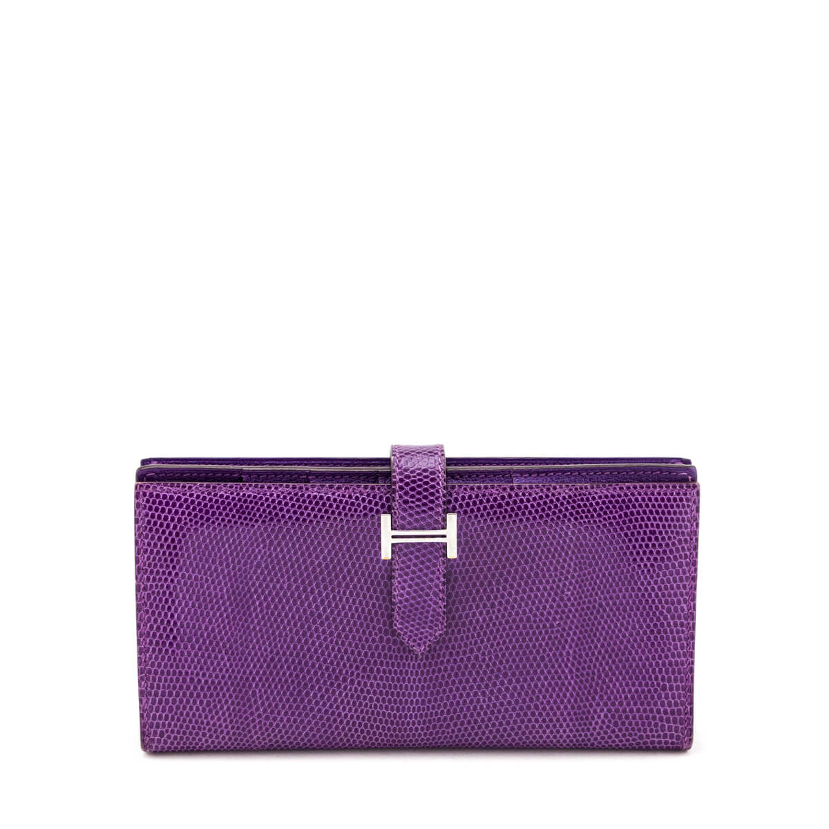 Hermes Purple Varanus Niloticus Lizard Bearn Wallet - Love that Bag etc - Preowned Authentic Designer Handbags & Preloved Fashions