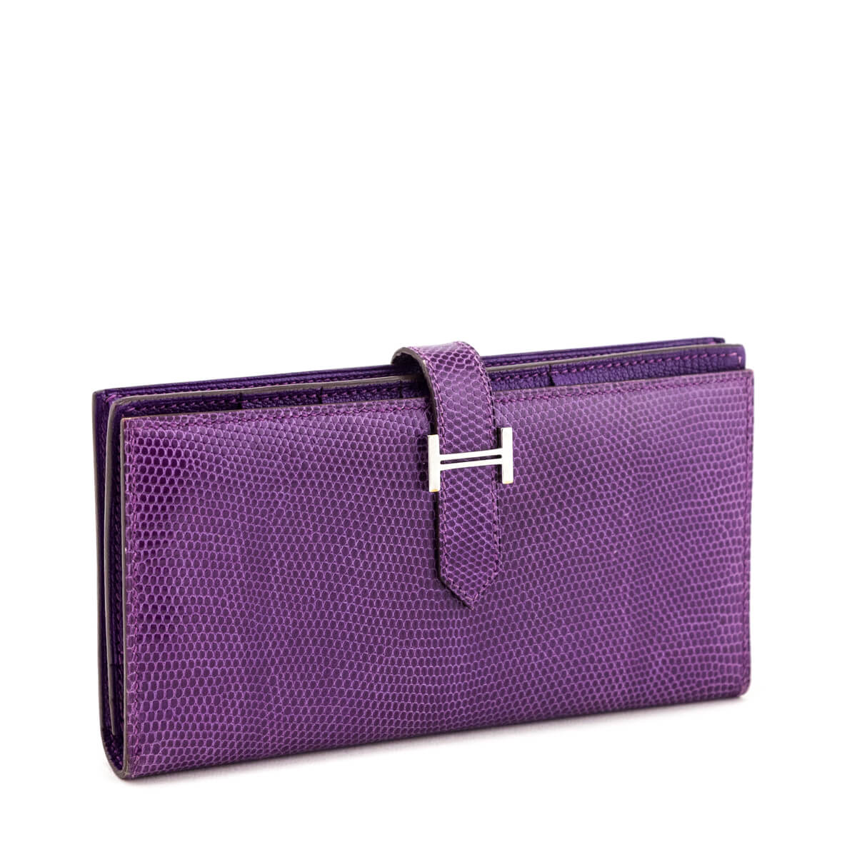 Hermes Purple Varanus Niloticus Lizard Bearn Wallet - Love that Bag etc - Preowned Authentic Designer Handbags & Preloved Fashions
