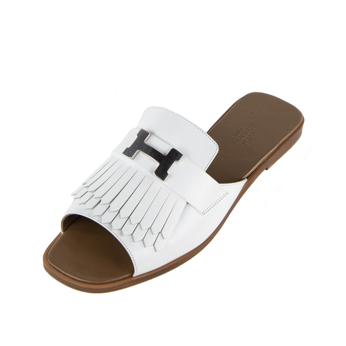Hermes White Auteuil H Mule Sandals Size 9 US | EU 39 - Love that Bag etc - Preowned Authentic Designer Handbags & Preloved Fashions
