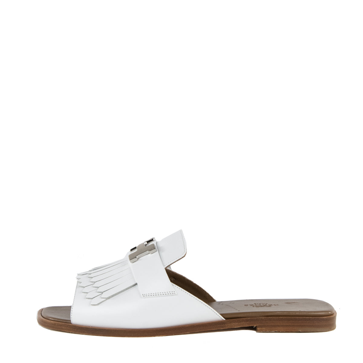 Hermes White Auteuil H Mule Sandals Size 9 US | EU 39 - Love that Bag etc - Preowned Authentic Designer Handbags & Preloved Fashions