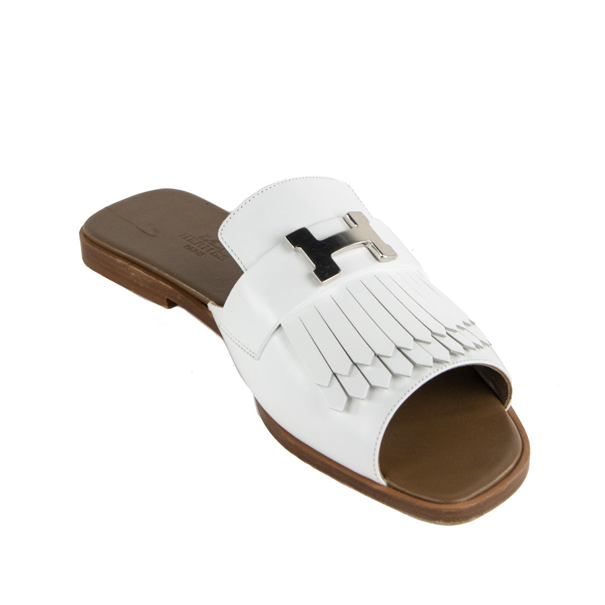 Hermes White Auteuil H Mule Sandals Size 9 US | EU 39 - Love that Bag etc - Preowned Authentic Designer Handbags & Preloved Fashions
