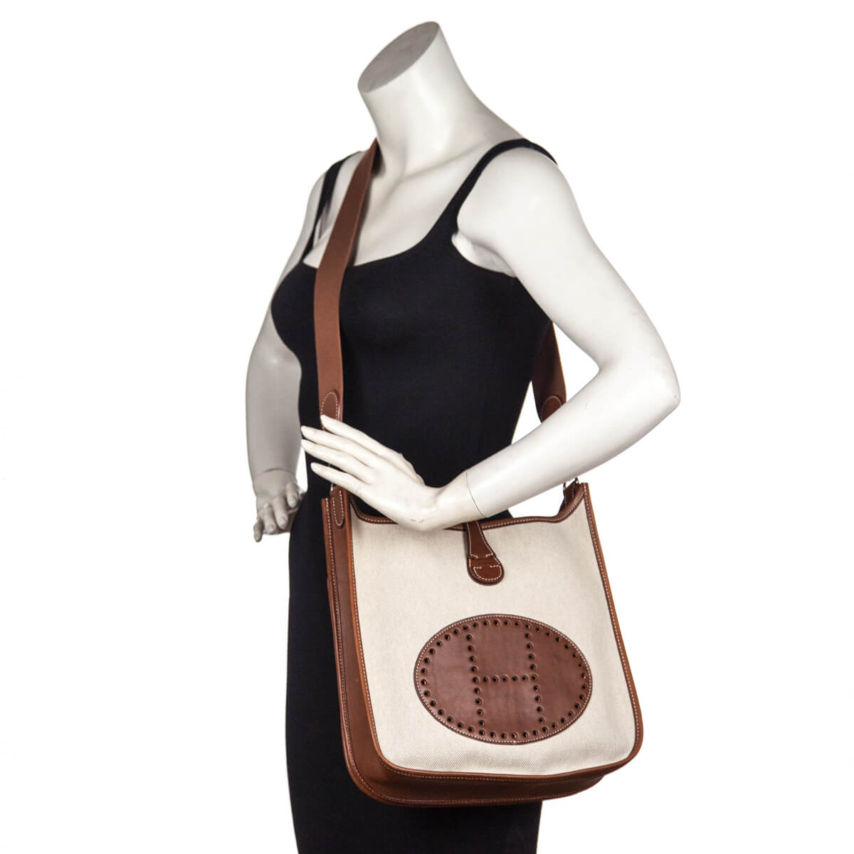 Hermes Natural Toile and Barenia Leather Evelyne I PM - Love that Bag etc - Preowned Authentic Designer Handbags & Preloved Fashions