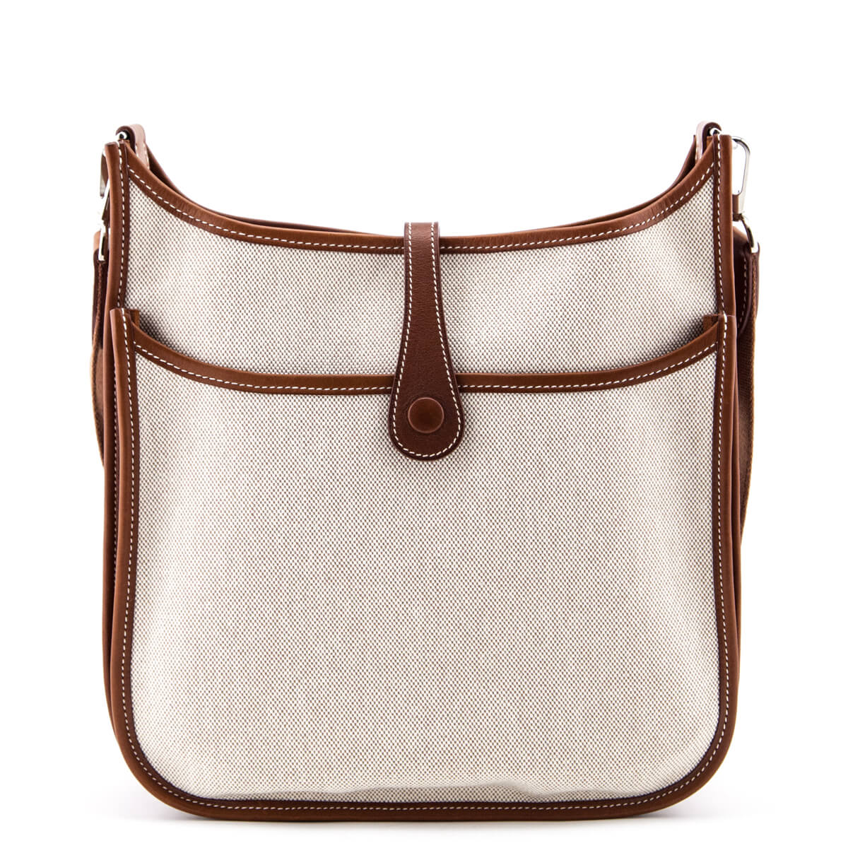 Hermes Natural Toile and Barenia Leather Evelyne I PM - Love that Bag etc - Preowned Authentic Designer Handbags & Preloved Fashions