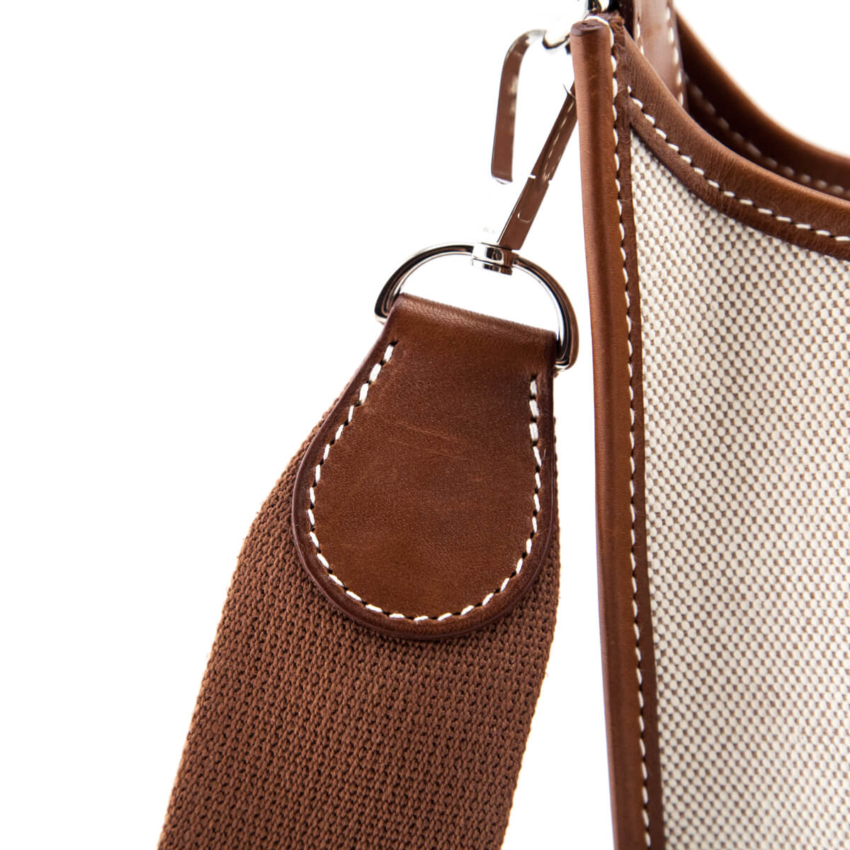 Hermes Natural Toile and Barenia Leather Evelyne I PM - Love that Bag etc - Preowned Authentic Designer Handbags & Preloved Fashions