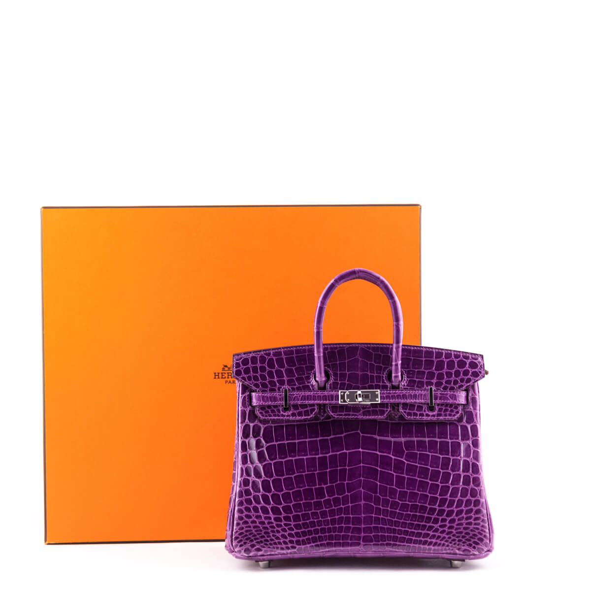 Hermes Violet Niloticus Crocodile Birkin 25 - Love that Bag etc - Preowned Authentic Designer Handbags & Preloved Fashions