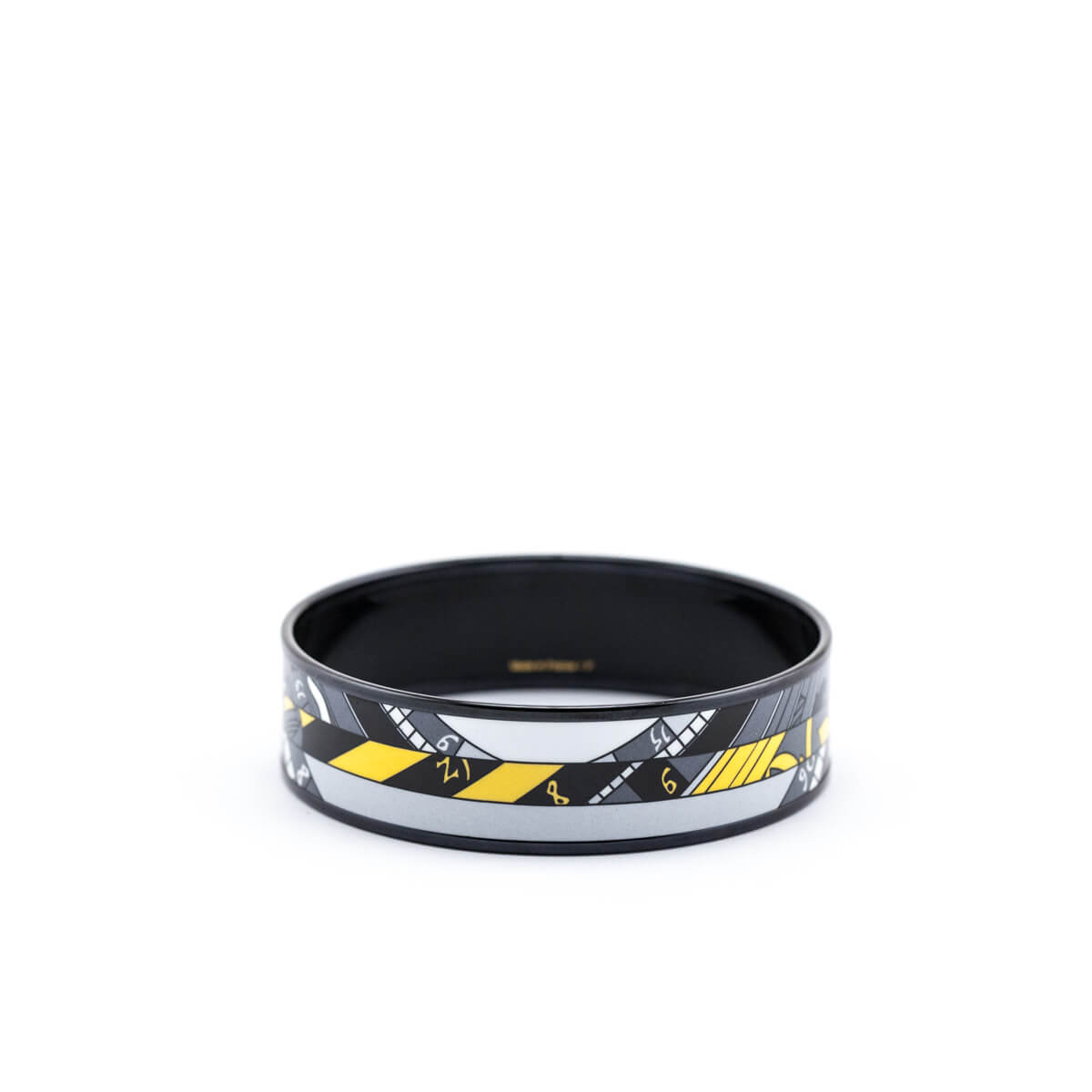 Hermes Black & Yellow Enamel Wide Astrologie Nouvelle Bangle Size L - Love that Bag etc - Preowned Authentic Designer Handbags & Preloved Fashions