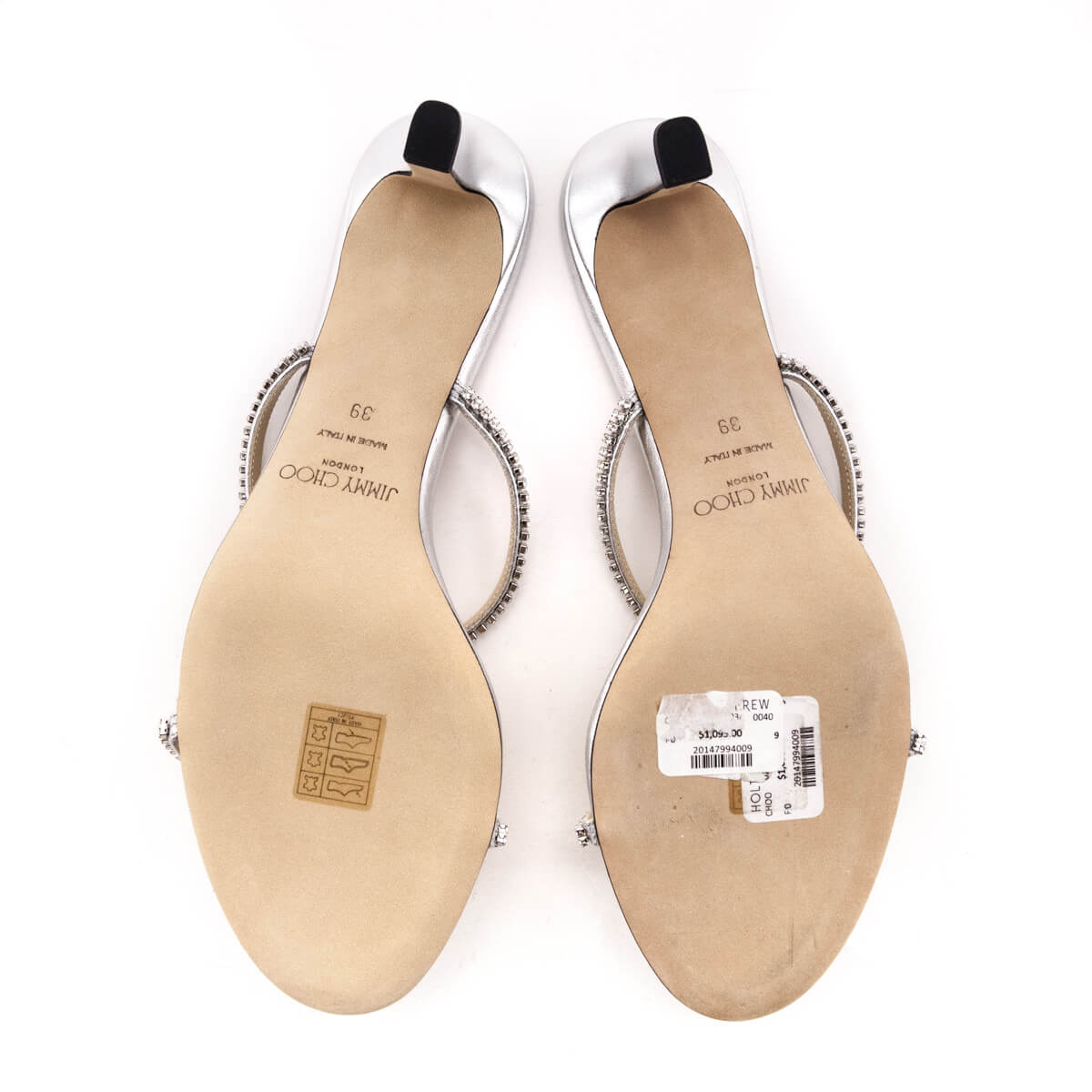 Jimmy Choo Silver Crystal Embellished Sandals Size US 9 | EU 39 - Love that Bag etc - Preowned Authentic Designer Handbags & Preloved Fashions
