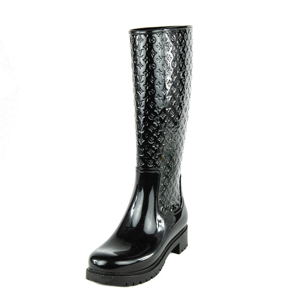 Louis Vuitton Women's 36 Black Rubber Rainboots Tall Rain Boots 9L1221