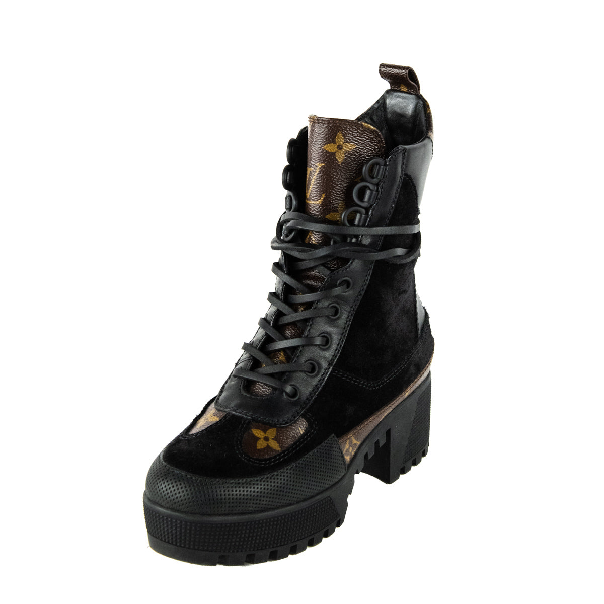 Louis Vuitton Black Suede & Monogram Laureate Desert Boots Size US 5 | EU 35 - Love that Bag etc - Preowned Authentic Designer Handbags & Preloved Fashions