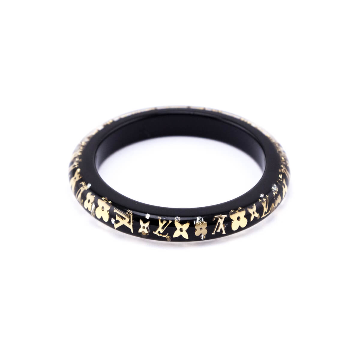 Louis Vuitton Black and Gold Bangle Bracelet Louis Vuitton Narrow Black Inclusion Bracelet main image 2