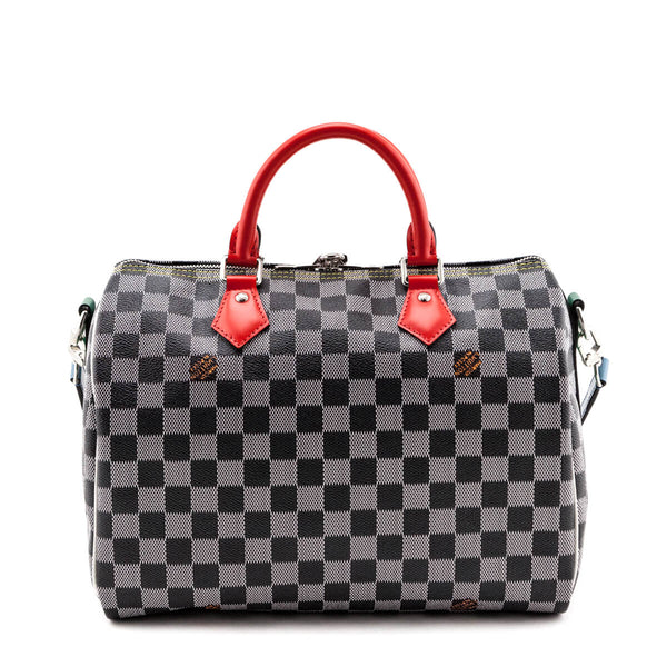 Louis Vuitton Black & White Damier Speedy Bandouliere 30 LV Handbags
