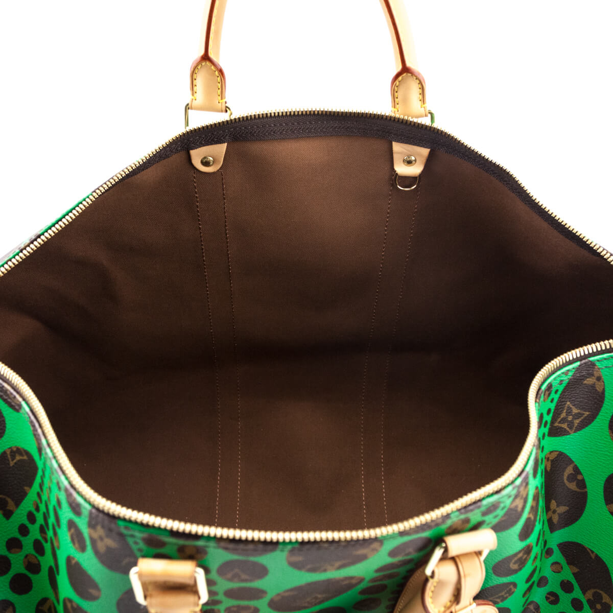 Louis Vuitton Monogram Green Kusama Pumpkin Dots Keepall Bandouliere 55 - Love that Bag etc - Preowned Authentic Designer Handbags & Preloved Fashions