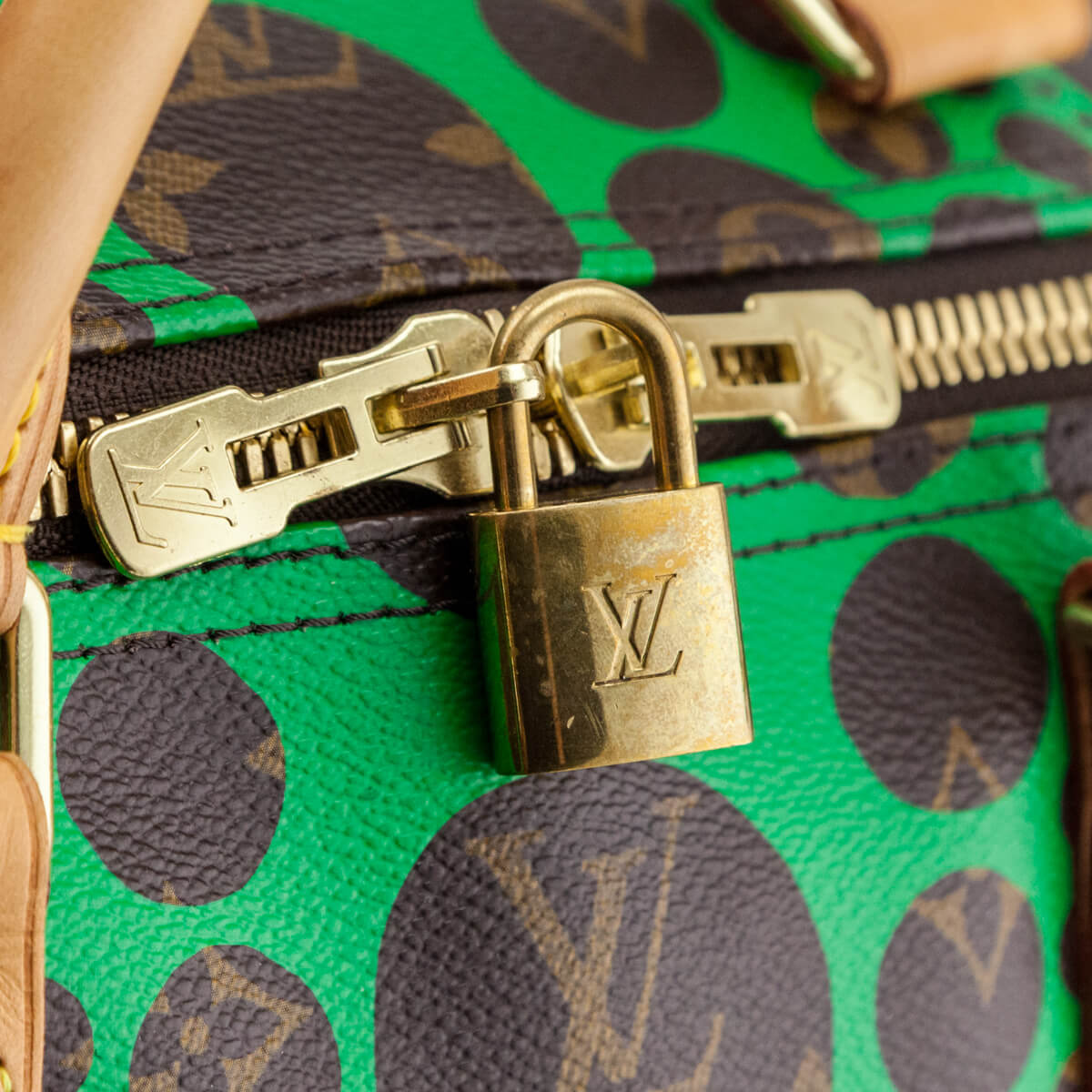Louis Vuitton Monogram Green Kusama Pumpkin Dots Keepall Bandouliere 55 - Love that Bag etc - Preowned Authentic Designer Handbags & Preloved Fashions