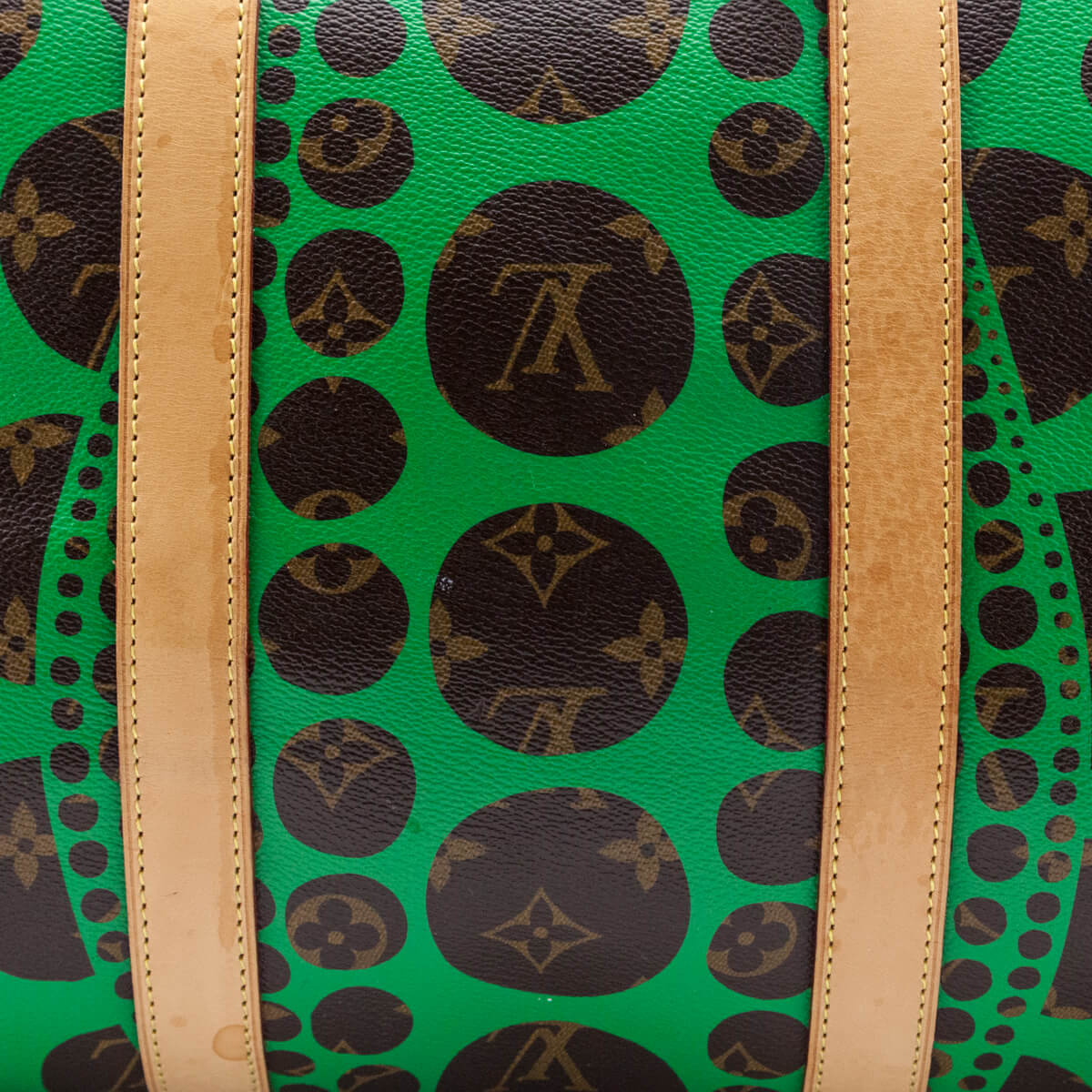 Louis Vuitton Monogram Green Kusama Pumpkin Dots Keepall Bandouliere 55 - Love that Bag etc - Preowned Authentic Designer Handbags & Preloved Fashions