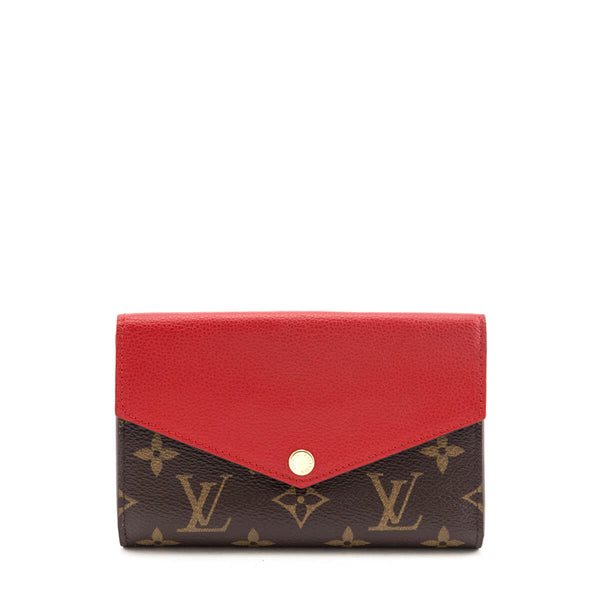 Louis Vuitton Monogram Canvas Pallas NM CompactWallet Red Flap
