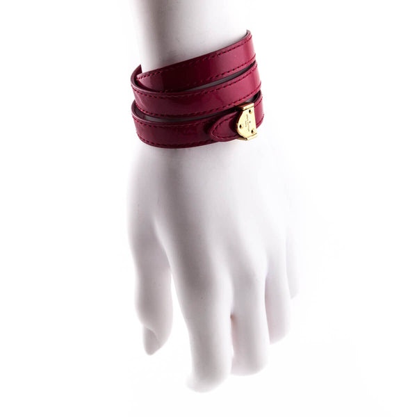 Authentic Louis Vuitton Vernis Patent Bow Bangle Bracelet Burgundy