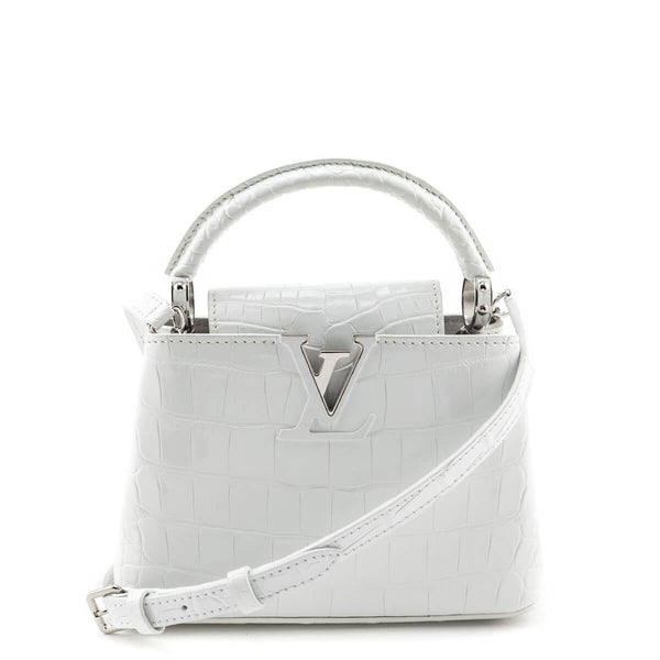 Louis Vuitton Capucines Mini, White with Ayers Handle, Preowned in Box WA001